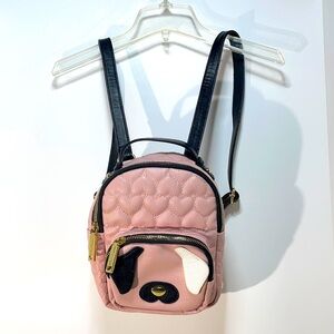 Betsey Johnson Dog Mini Backback Heart Quilted Pink Bag! EUC